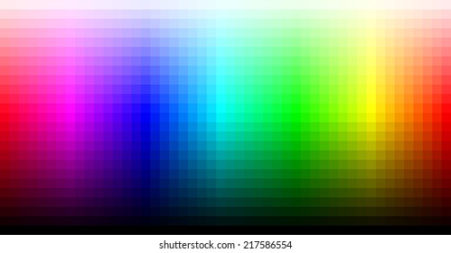 A clear vector illustration displays the full RGB color spectrum, representing digital color space for screens and electronic displays.