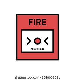 A clear vector illustration of a red fire alarm pull station, essential for safety and emergency signage.