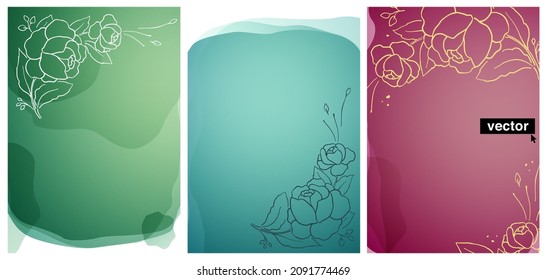 Clear vector watercolor style invitation frame design with roses and leaves. Floral elements, botanical illustration. Ready to use template for wedding.