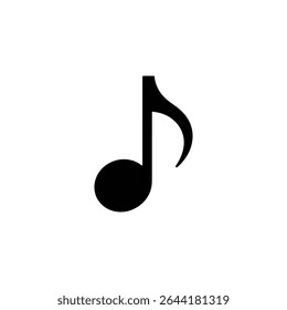 Uma visão clara de uma oitava nota preta sólida, um símbolo fundamental da notação musical, colocada sobre um fundo branco-escuro, enfatizando sua forma e significado.