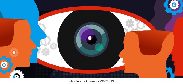 clear vision big eye thinking concept of digital surveillance technology watching privacy spy