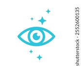 Clear vision icon. Eye. Isolated on white. Blue icon set.