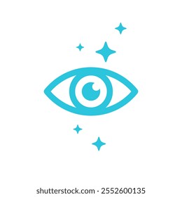 Clear vision icon. Eye. Isolated on white. Blue icon set.