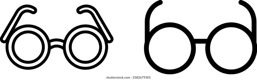 Clear Vision: Round Spectacles Vector Icon Set