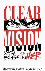 Clear Vision Typografie T-Shirt Design mit Augendarstellung und Motivationszitat
