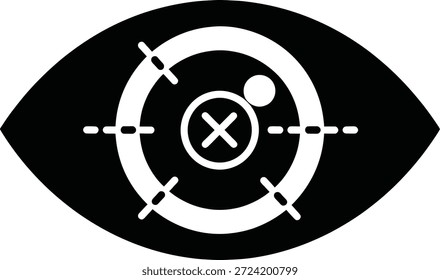Un icono visual claro que muestra un ojo con un sistema de orientación preciso y un indicador de error