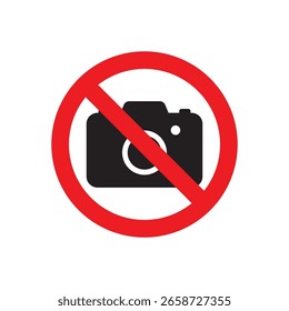 A clear visual indicating photography is not allowed. A black camera is crossed out by a red circle with a line, symbolizing a prohibition against taking pictures in the area.