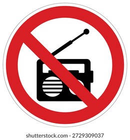 A clear visual symbol denoting areas where radio devices are restricted, suitable for quiet zones or specific public spaces.
