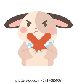 Um caractere de aviso claro mostrando recusa erro erro parar mensagem desaprovação orientação crianças apelar mascote usar e negrito conceito de comunicação visual