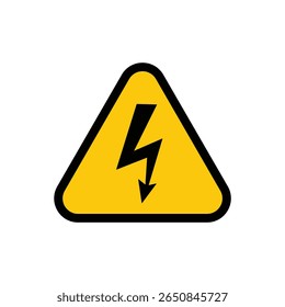 A clear warning sign with a lightning bolt symbol, indicating high voltage or electrical hazard.