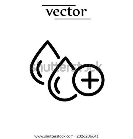 clear water with add line icon, simple plus liquid shape, clear water drop Illustration on white background..eps