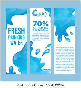 Clear Water banner template, blue water banner