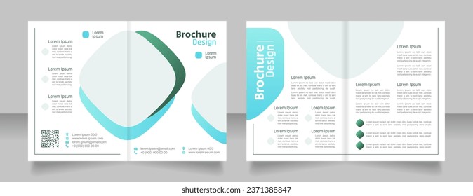 Clear water bifold brochure template design. Half fold booklet mockup set with copy space for text. Editable 2 paper page leaflets. Secular One Regular, Rajdhani-Semibold, Arial fonts used