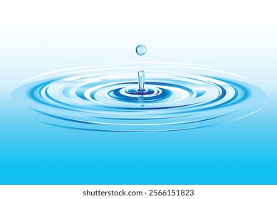 Clear Water drop with circular waves