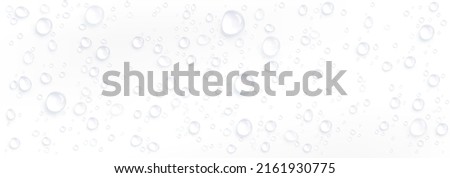 Clear water drops, dew or dripping rain droplets isolated on white background. Vector realistic set of pure aqua liquid flows, condensation on cool surface Foto stock © 