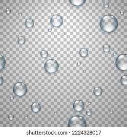 El agua transparente cae sobre la superficie transparente. Patrón realista sin fisuras vectoriales.