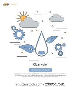 Ilustración del concepto de vector de contorno plano de agua transparente