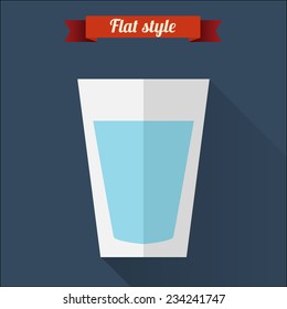 Clear water flat icon with long shadow. Vector illustration