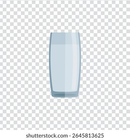 Clear water glass vector icon on transparent background. Minimal flat illustration of drinking glass. Perfect for beverage design, restaurant menu, kitchenware, and hydration concept.