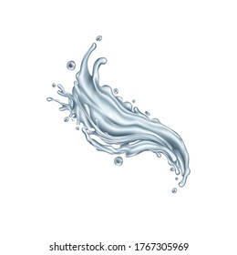 Clear water splash on a white background