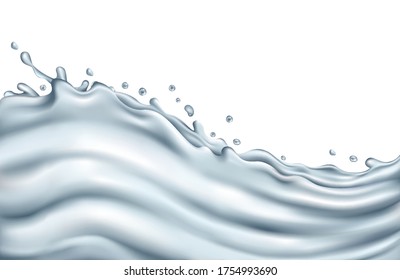 Onda de salpicadura de agua transparente sobre un fondo blanco