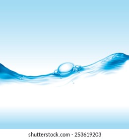 clear water wave with air bubble, photo-realistic vector illustration