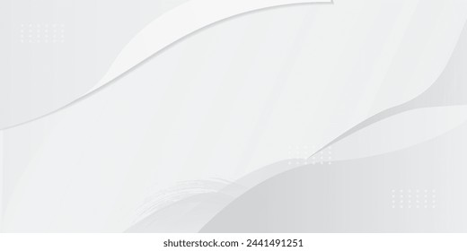 Klarer weißer leerer glatter abstrakter Vektor-geometrischer Hintergrund. Monotones Licht leere konkave Oberfläche mit Gradient. Minimalistische Tapete. Futuristische 3D-Illustration