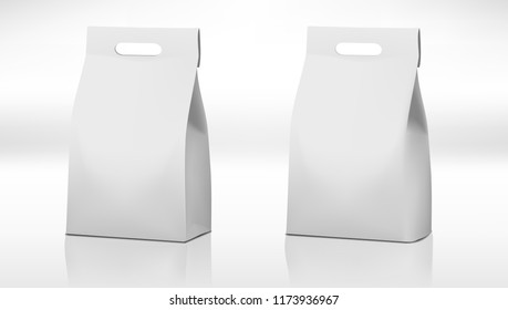 Clear White Craft Paper Bag Pack. EPS10 Vector