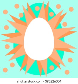 Clear white egg with orange green radiant border with spots