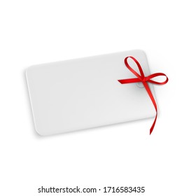 Clear White Gift Card With Ribbon Bow. EPS10 Vector