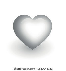 Clear white heart with glossy effect. A symbol of love and St Valentines Day. 3D vector illustration.