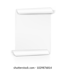 Clear White Paper Scroll. Sheet Roll On Both Sides. EPS10 Vector