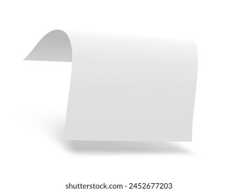 Clear White Paper Sheet Flying Isolated On White Background. EPS10 Vector