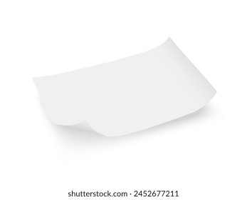 Clear White Paper Sheet Flying Isolated On White Background. EPS10 Vector