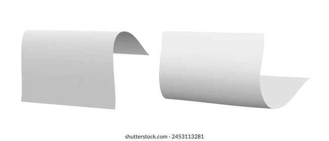 Clear White Paper Sheet Flying Isolated On White Background. EPS10 Vector