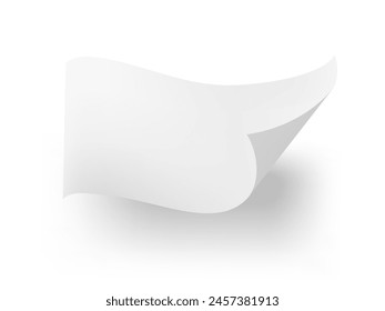 Clear White Paper Sheet Flying Isolated On White Background. EPS10 Vector