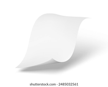 Clear White Paper Sheet Flying Isolated On White Background. EPS10 Vector