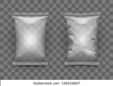 Clear White Pillow Full Bag Transparent Packaging. EPS10 Vector