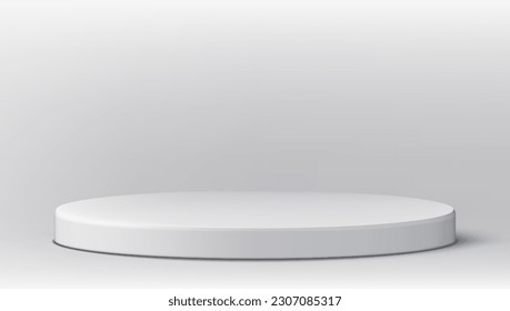 Clear White Round Pedestal Podium Isolated On White. EPS10 Vector