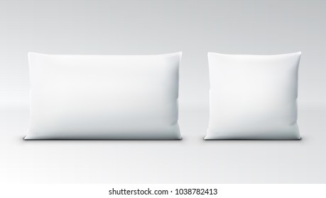 Clear White Square Pillow With Shadow. EPS10 Vector