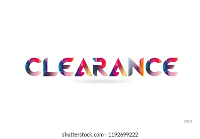 clearance colored rainbow word text suitable for card, brochure or typography logo design