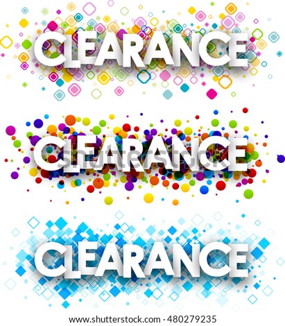 Clearance colour banners set. Vector paper illustration.