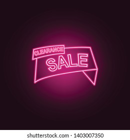 clearance of discounts neon icon. Elements of Sale set. Simple icon for websites, web design, mobile app, info graphics