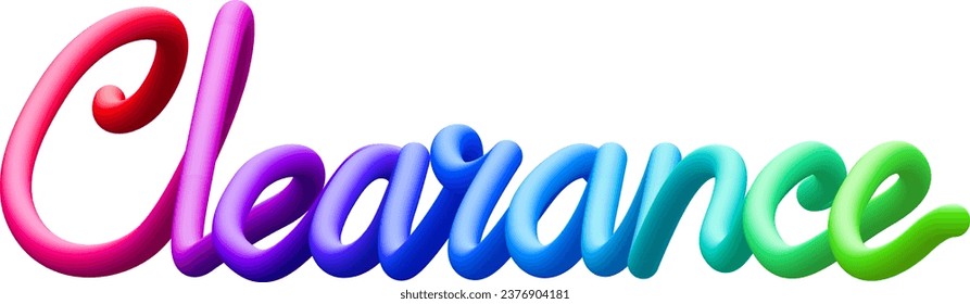 Clearance fluid text with dynamic curved lines made of blended colorful circles. Vector illustration.