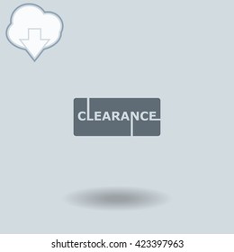 Clearance icon with shadow. Cloud of download with arrow.