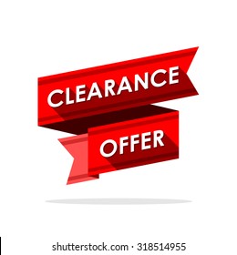 Clearance offer. Label ribbon design.