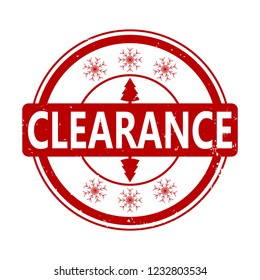 Clearance Rubber Stamp For Winter Holiday. Vector Winter Retail Rubber Stamp, Clearance Holiday Offer Illustration