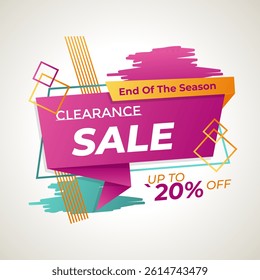 Clearance Sale Banner With Up To 20% Off .End Of The Season . Online Ads. Illustration Vector