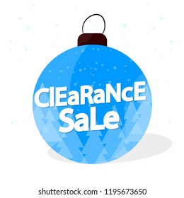 Clearance Sale banner design template, Christmas tree toy, Xmas discount tag, vector illustration