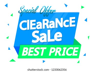 Clearance Sale, banner design template, discount tag, special offer, best price, vector illustration